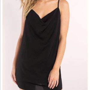 Tobi Black Satin Shift Dress